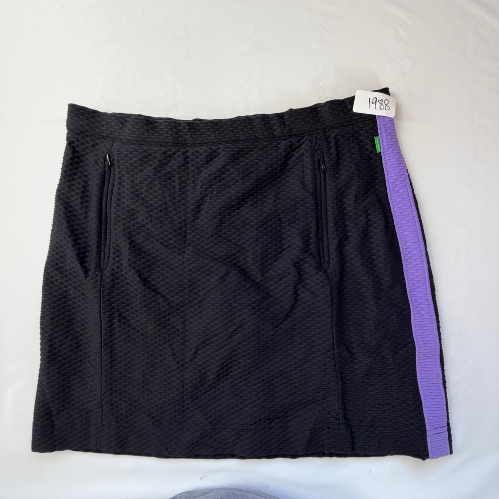 Tail Tech Golf Skirt Women Size M Black Purple Stripe Textured Athletic 536-471